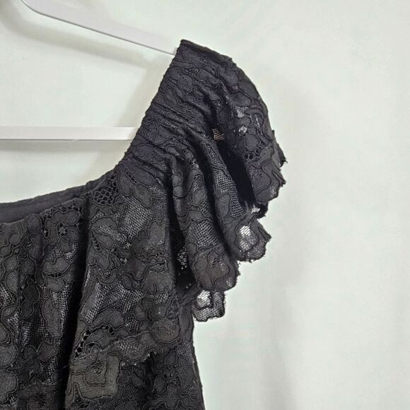 Rebecca Taylor Off Shoulder Lace top in Black - Size 8 - Picture 4 of 9